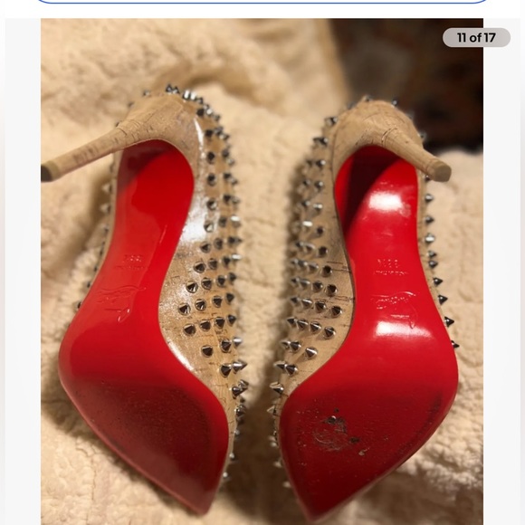 🔥CHRISTIAN LOUBOUTIN ✨Gold Lame✨& Silver Spiked📌 Follies Heels 👠 [SZ41] $1295 - Picture 4 of 15
